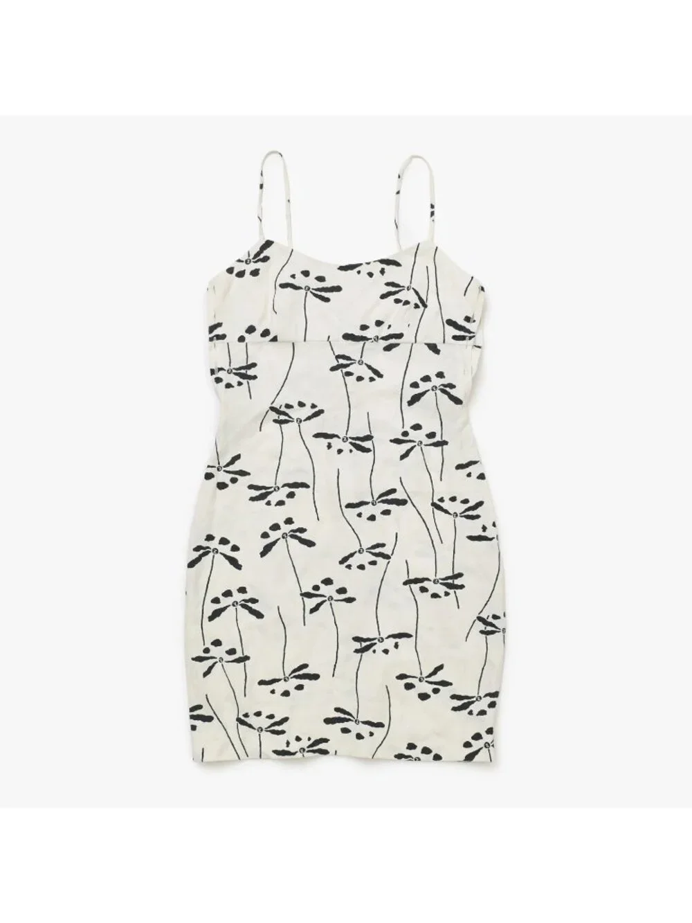 Chanel Mini Dress CC Logo Dragonfly Motif White Black Vintage 4 36
